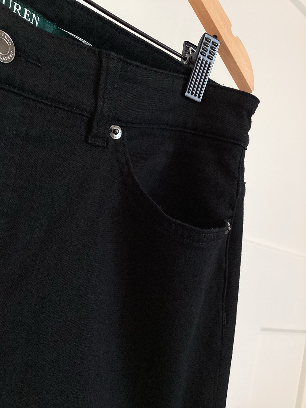 Ralph Lauren High Rise Straight Leg Jean Size 12 Black Denim - Picture 7 of 12